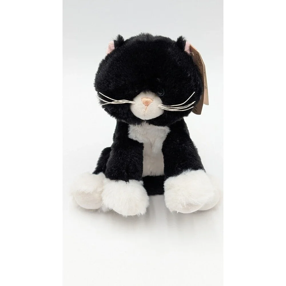 Get Your Hands On A Ganz Black and White Tuxedo Cat Plush 7” Blue Eyes Pink Nose